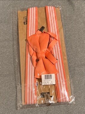 Classic Coral Suspenders and Bow Tie for Men